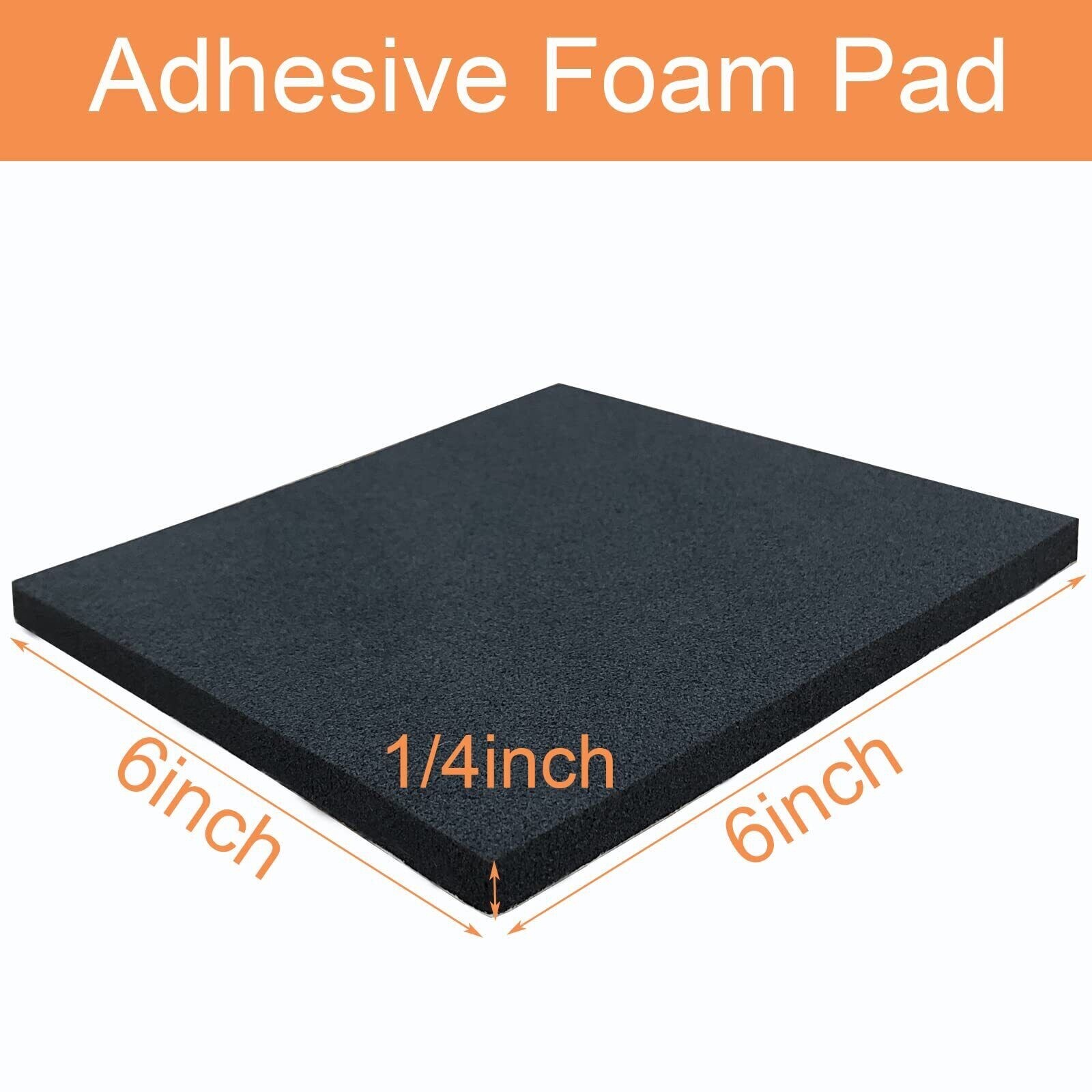 24 Pcs Black Adhesive Foam Padding, Closed Cell Foam Sheet 6"x6"x 1/4" Thick