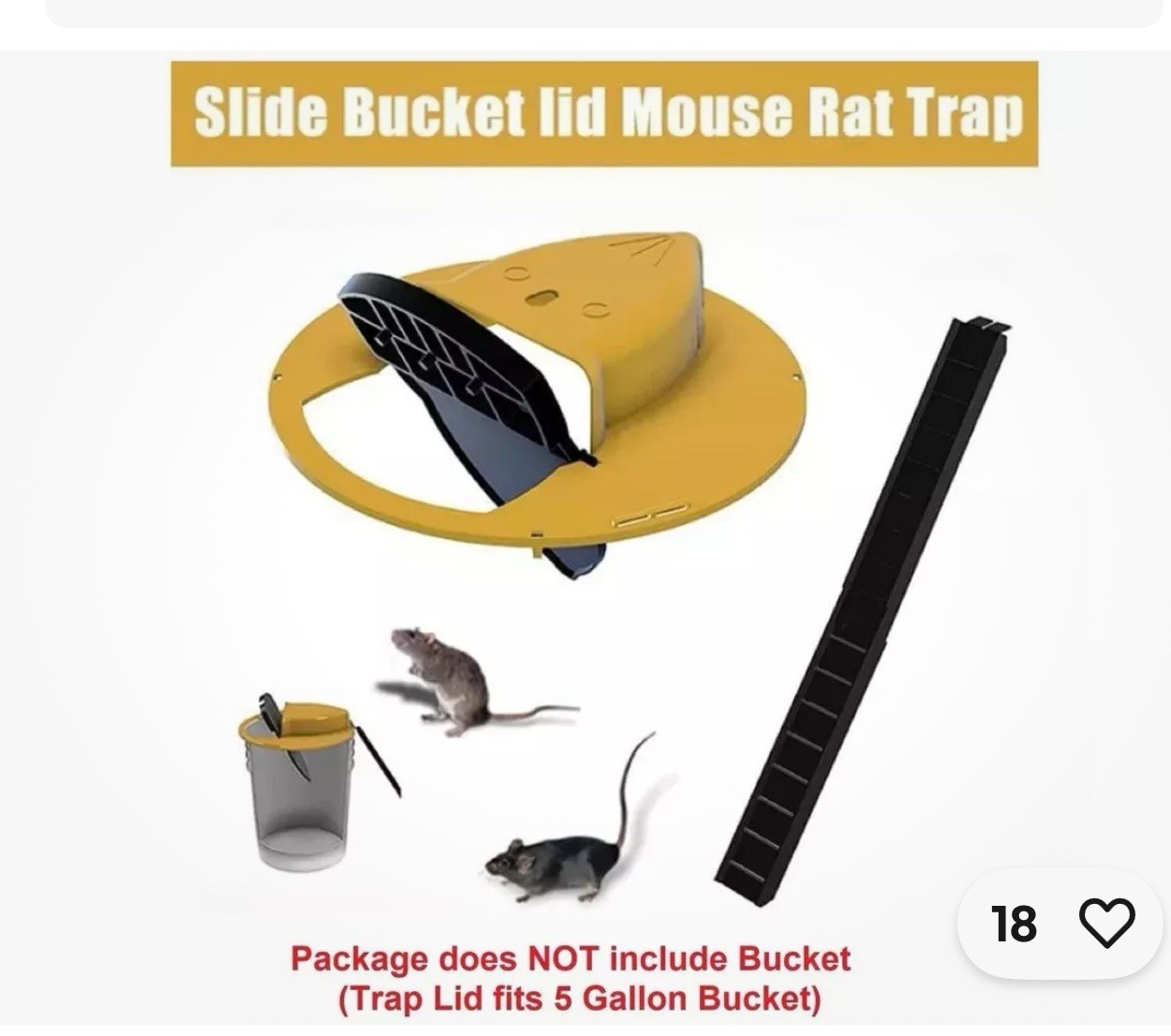 LOT OF 2 NEW Mouse Trap Flip & Slide Bucket Catcher Mousetrap Slide Bucket Lid