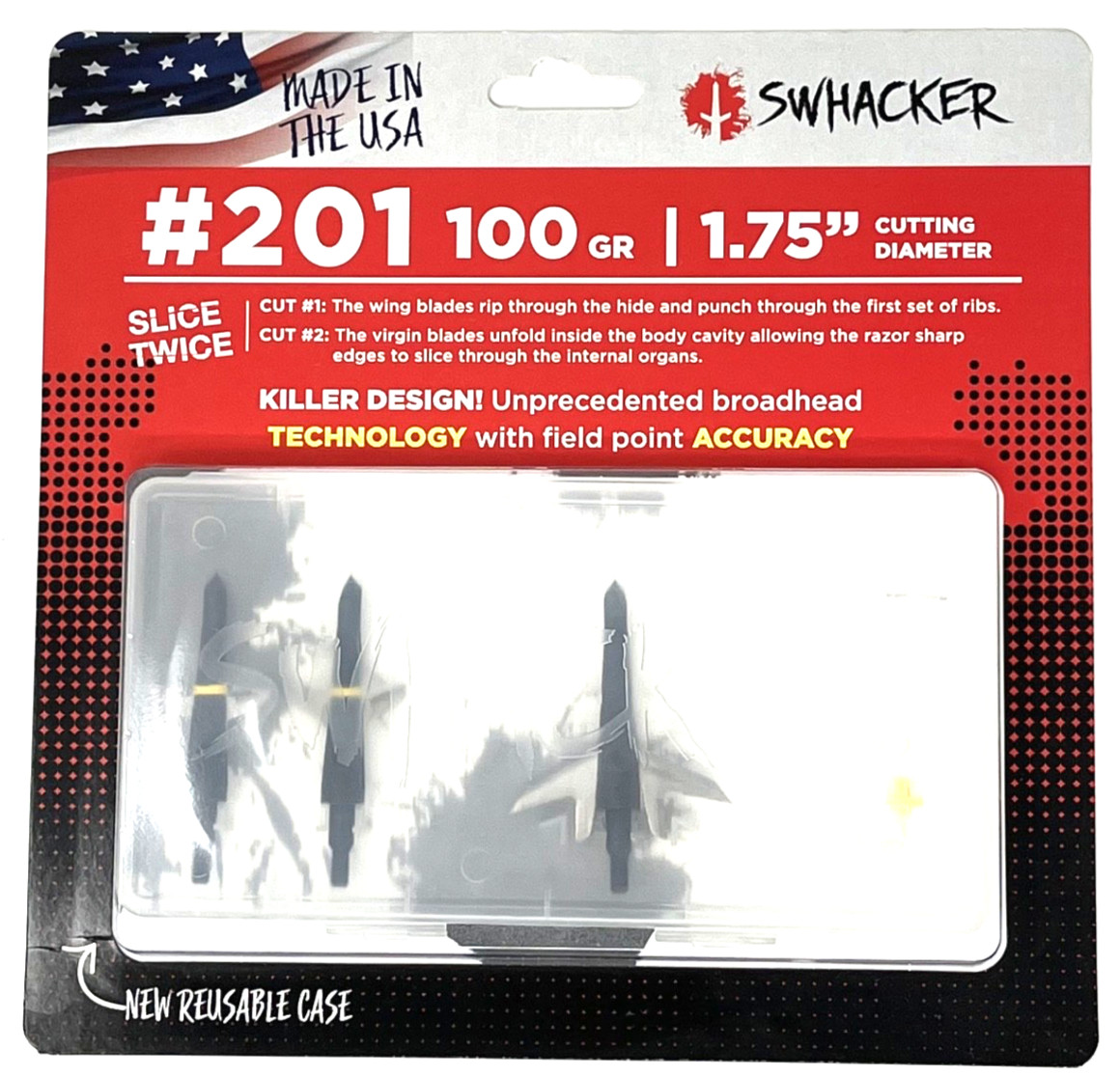 Swhacker Broadheads – 2 Blade, 100 Grain, 1.75” Cut, 3 Pack with Practice Head