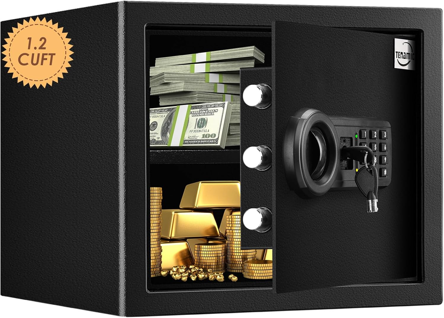 Safe Box 1.2 Cuft Fireproof Waterproof Home Safe, Keypad Medium Lock