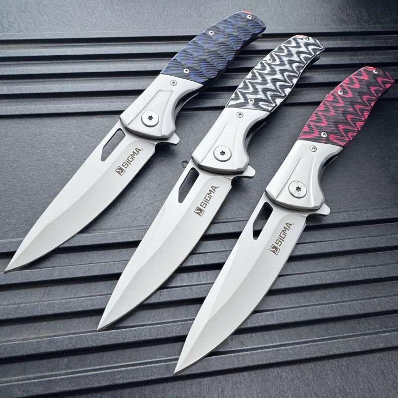 Sigma Ball Bearing Flipper Knife - Micarta Handle