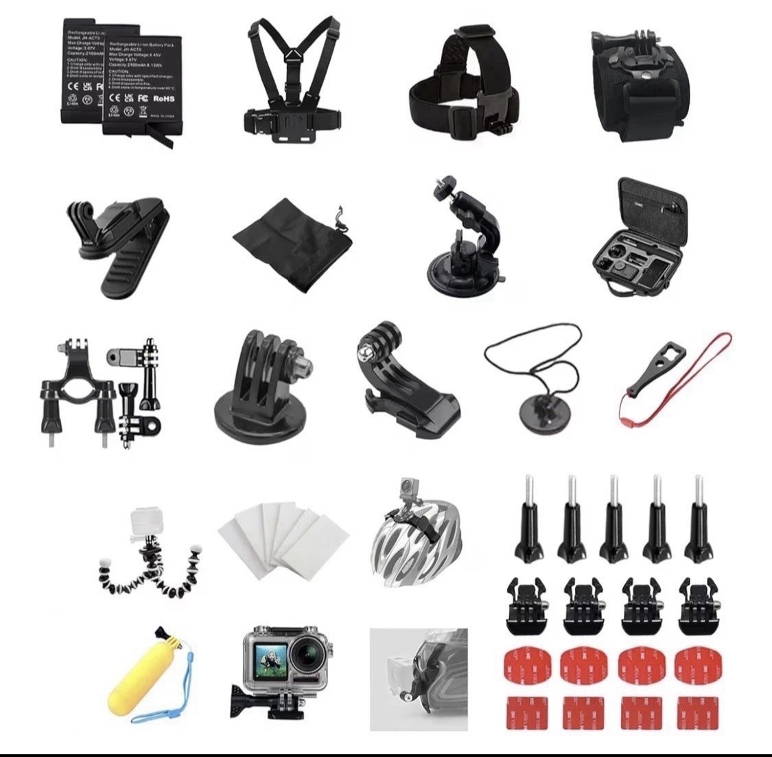 GoPro HERO Accessory Bundle: Mounts, Batteries, Straps, Case, Cleaning Kit