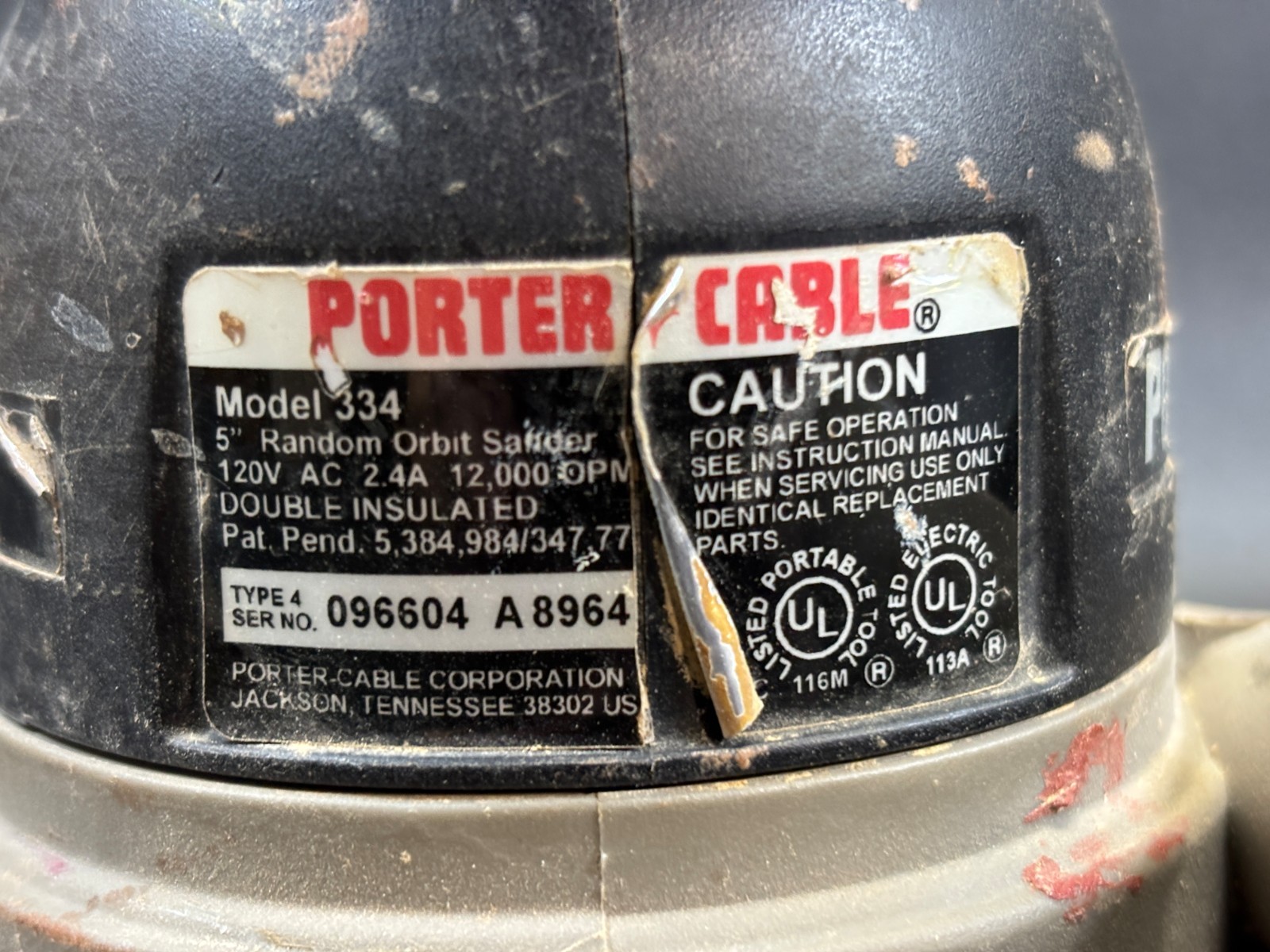 Porter Cable Quicksand Model 334 Orbit Finishing Sander 5"