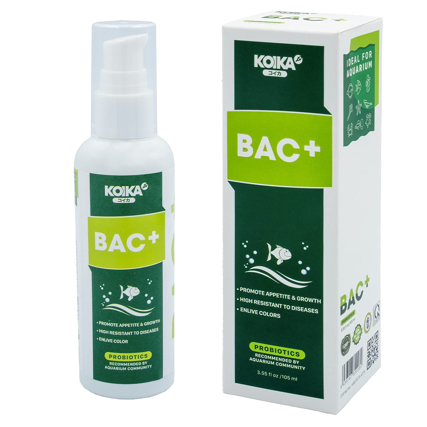KOIKA BAC+ Aquarium Probiotics, Immunity Boosting, Disease Resistance & 105ml