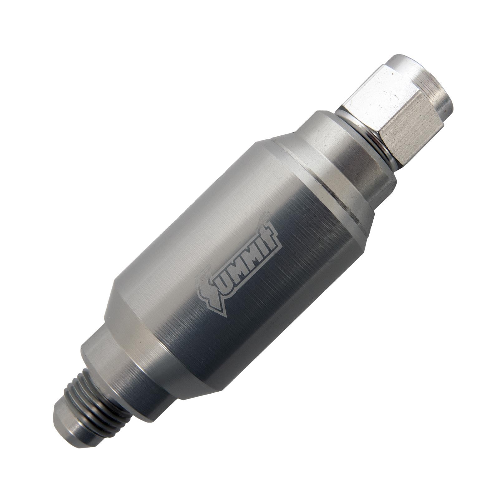 Fuel Filter Inline Mount Alum. Clear -6 AN Female Inlet/-6 AN Male Outlet Each