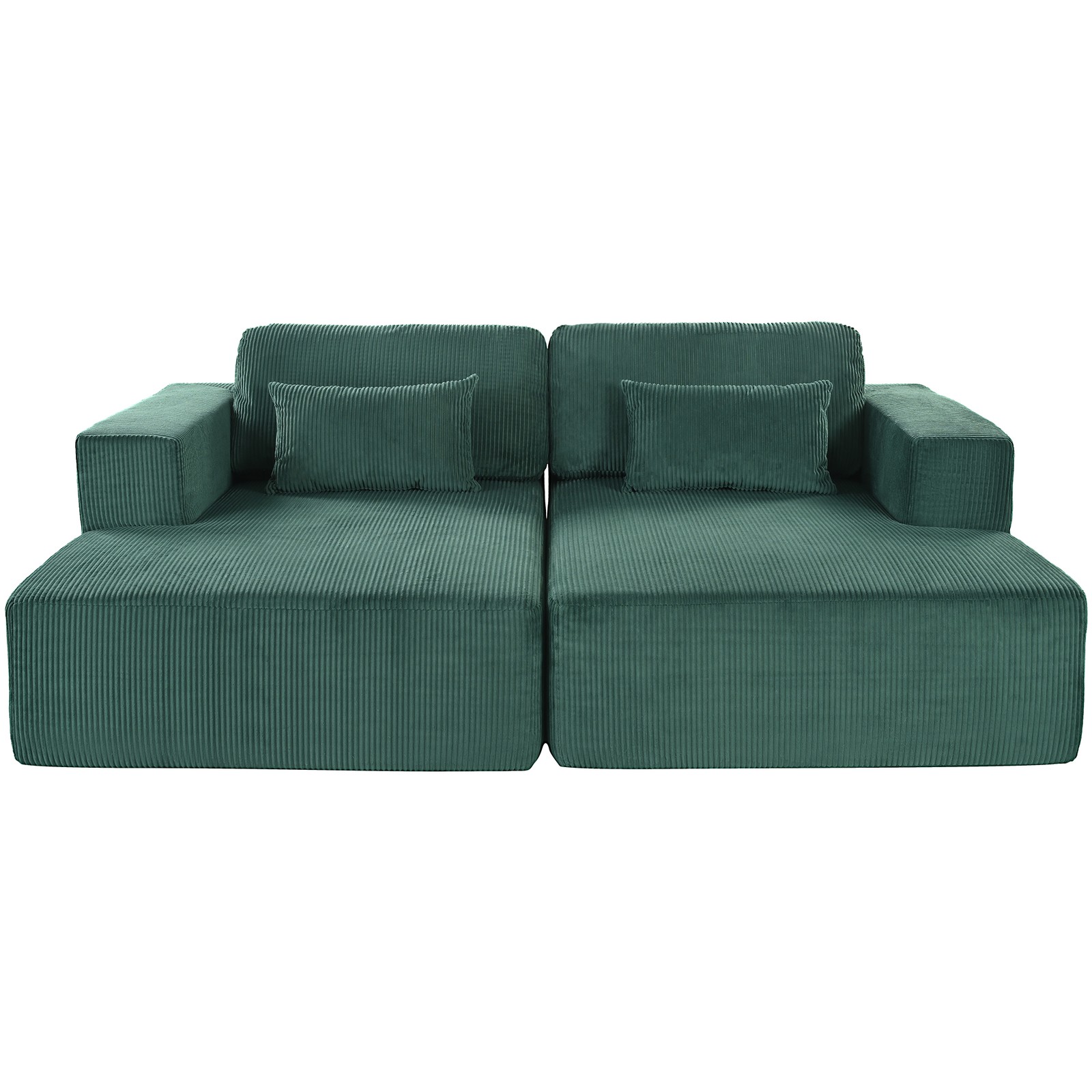 U_Style Corduroy Double Sofa Bed with 2 Pillows, Perfect for Living Rooms, Apar