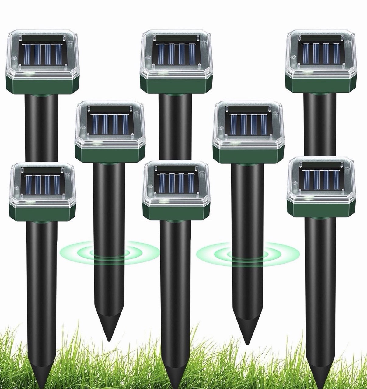 8PCS Solar Mole Repellent Ultrasonic Pest Control Stakes Waterproof for Garden