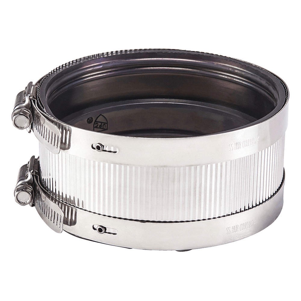 Grainger Approved DXNH156-44 No Hub Coupling, Neoprene,4 in Pipe Size 2ZU22