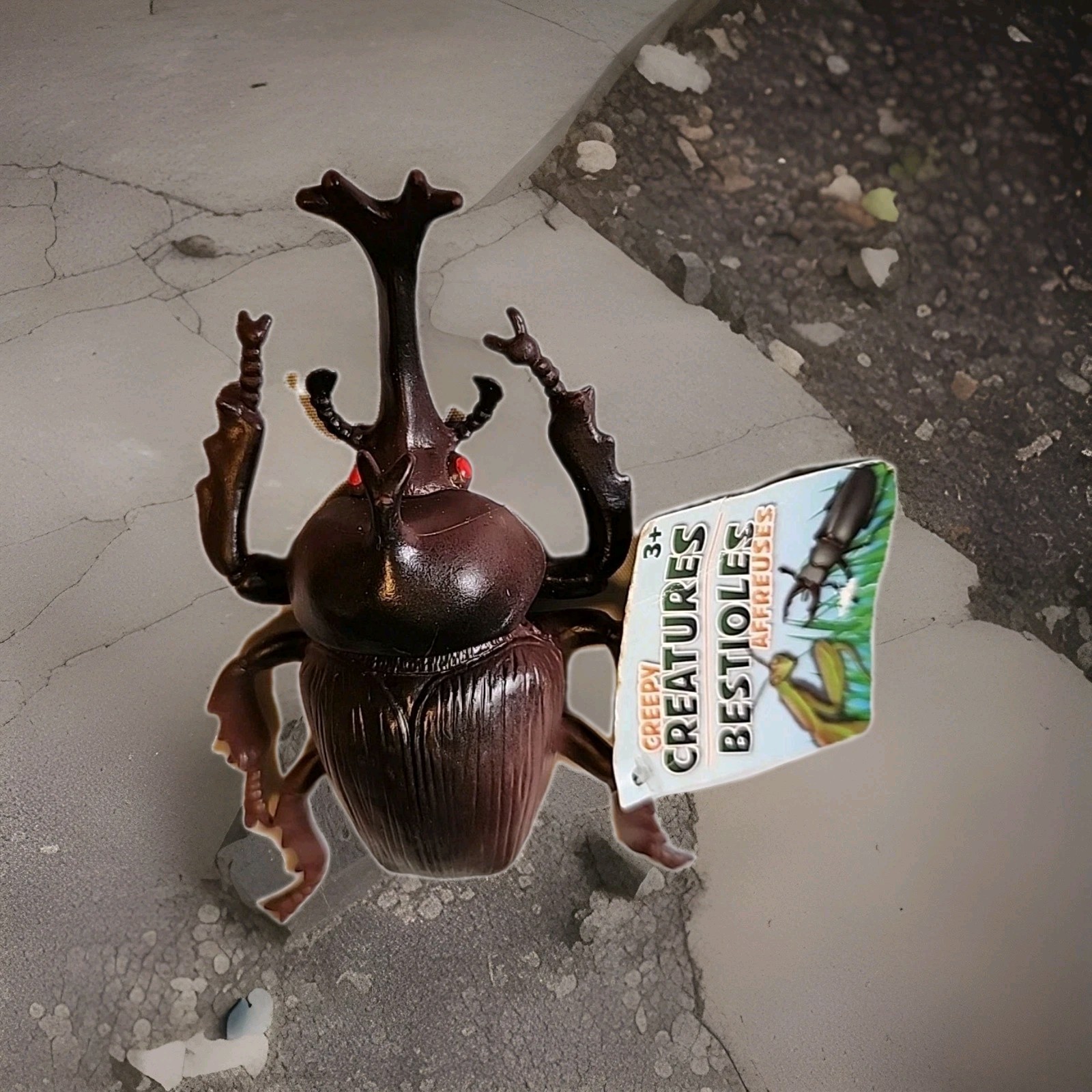 New VTG Rubber Japanese Horned Rhinoceros Beetle Bug Insect Toy 6" Dolgen NWT