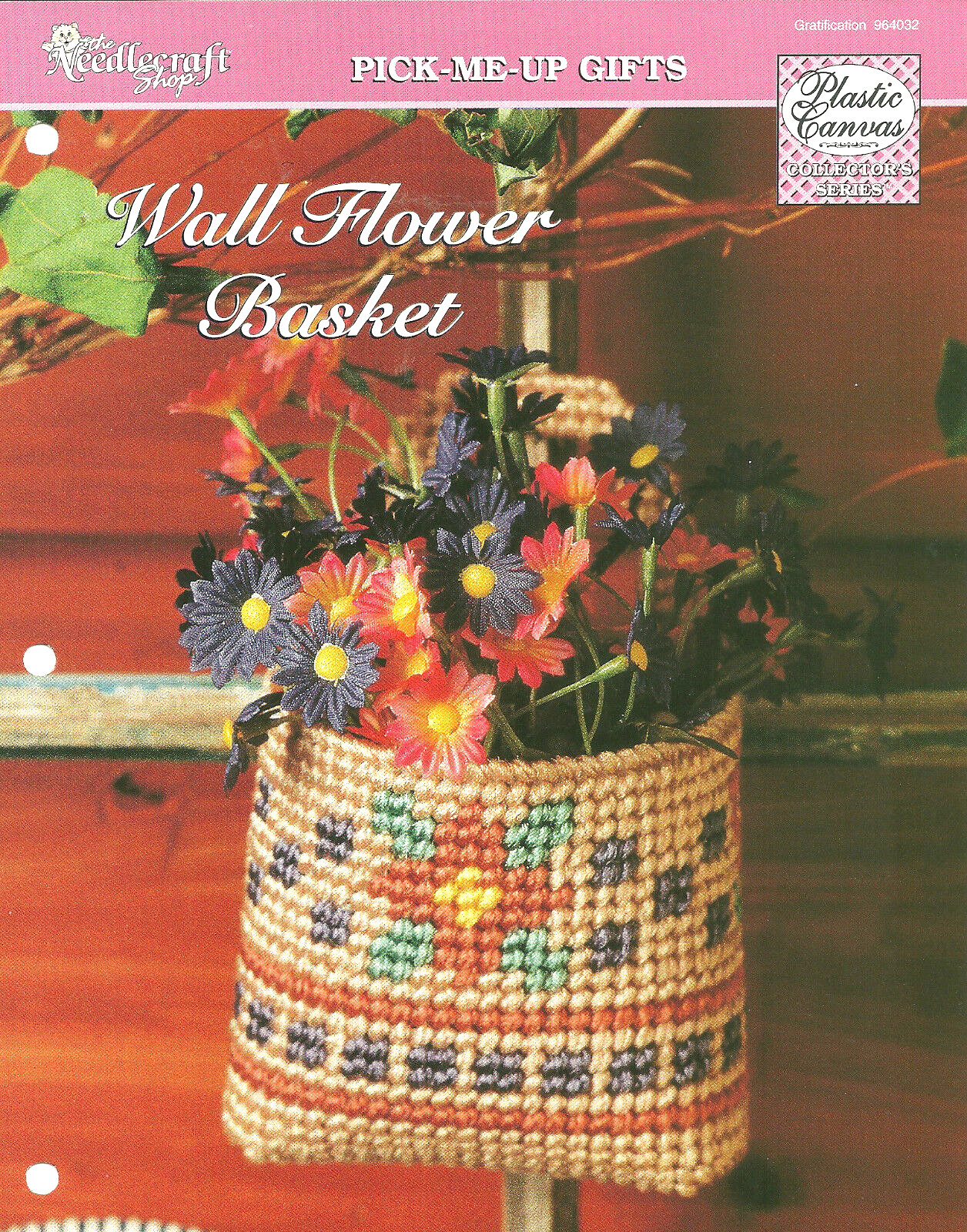 Wall Flower Basket Plastic Canvas Pattern Leaflet count The Needlecraft Shop