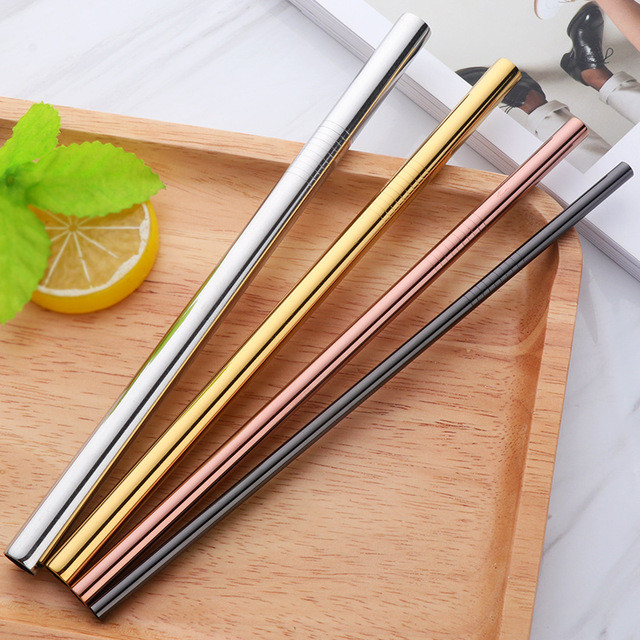 4pcs Stainless Steel Drinking Straws Dia.12MM/10MM/8MM/5.85MM per each+4Brushes