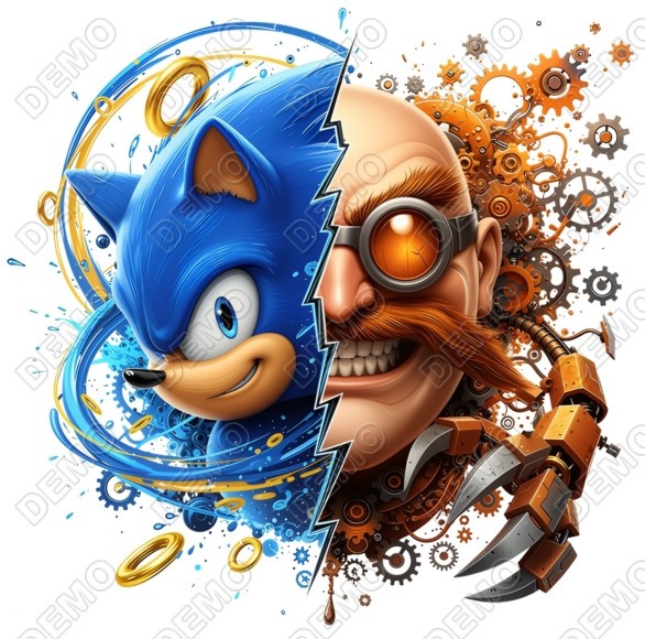 Sonic the Hedgehog Doctor Eggman DTF  Shirt Iron on Transfer