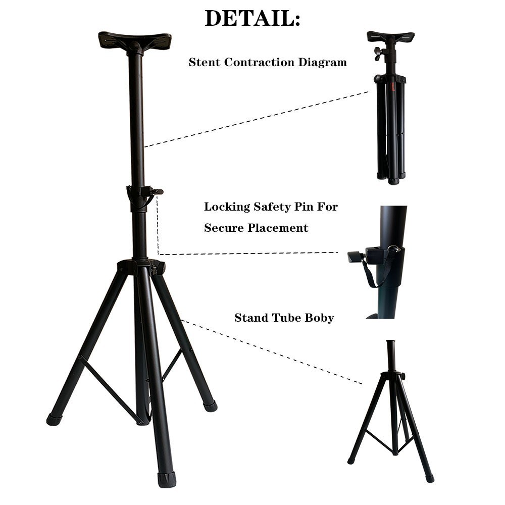 Pair DJs Speaker Stands Universal Height Tripod Mount Holder Adjustable Stands