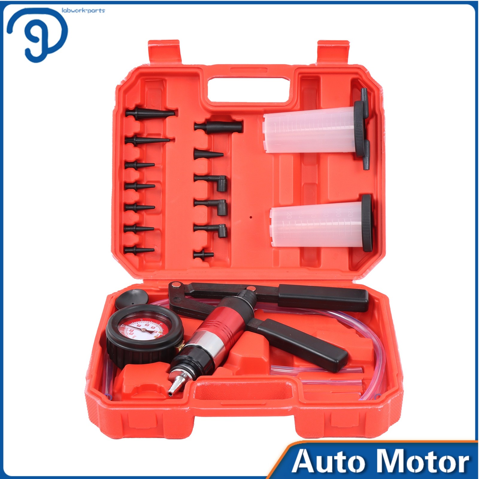 Hand Held Vacuum & Pressure Pump Tester Set Brake Bleeder Bleeding Kit W/ Case