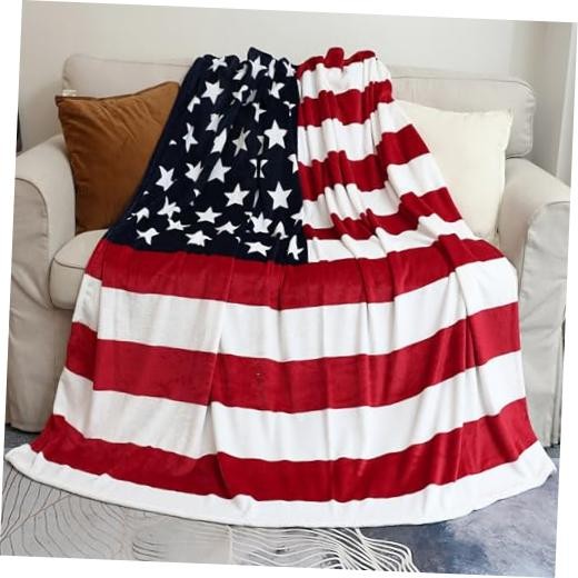 American Flag Blanket, Twin Size USA Throw Blanket 60x80 Inches, Gifts