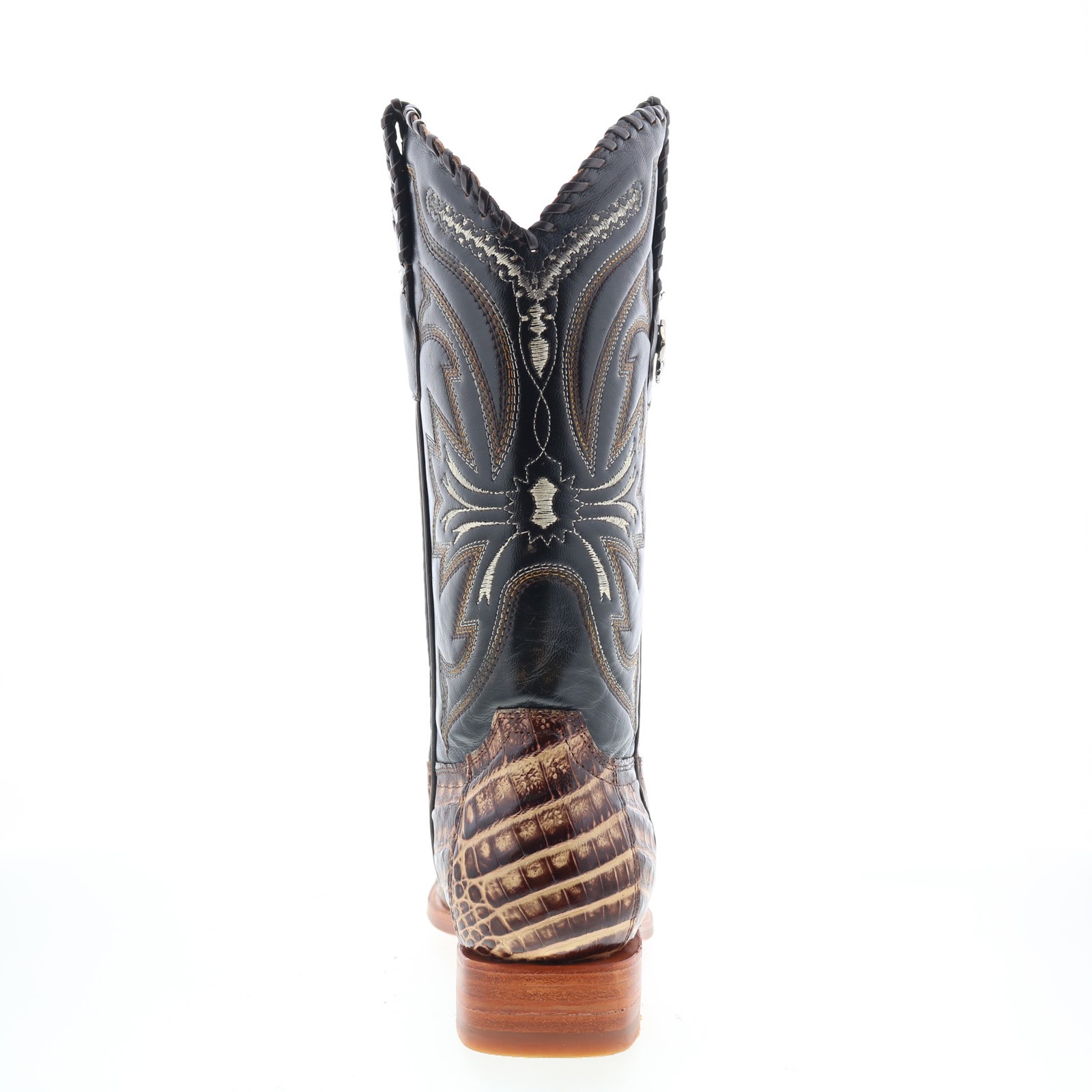 Los Altos Smooth Caiman Square Toe Mens Green Wide Cowboy Western Boots