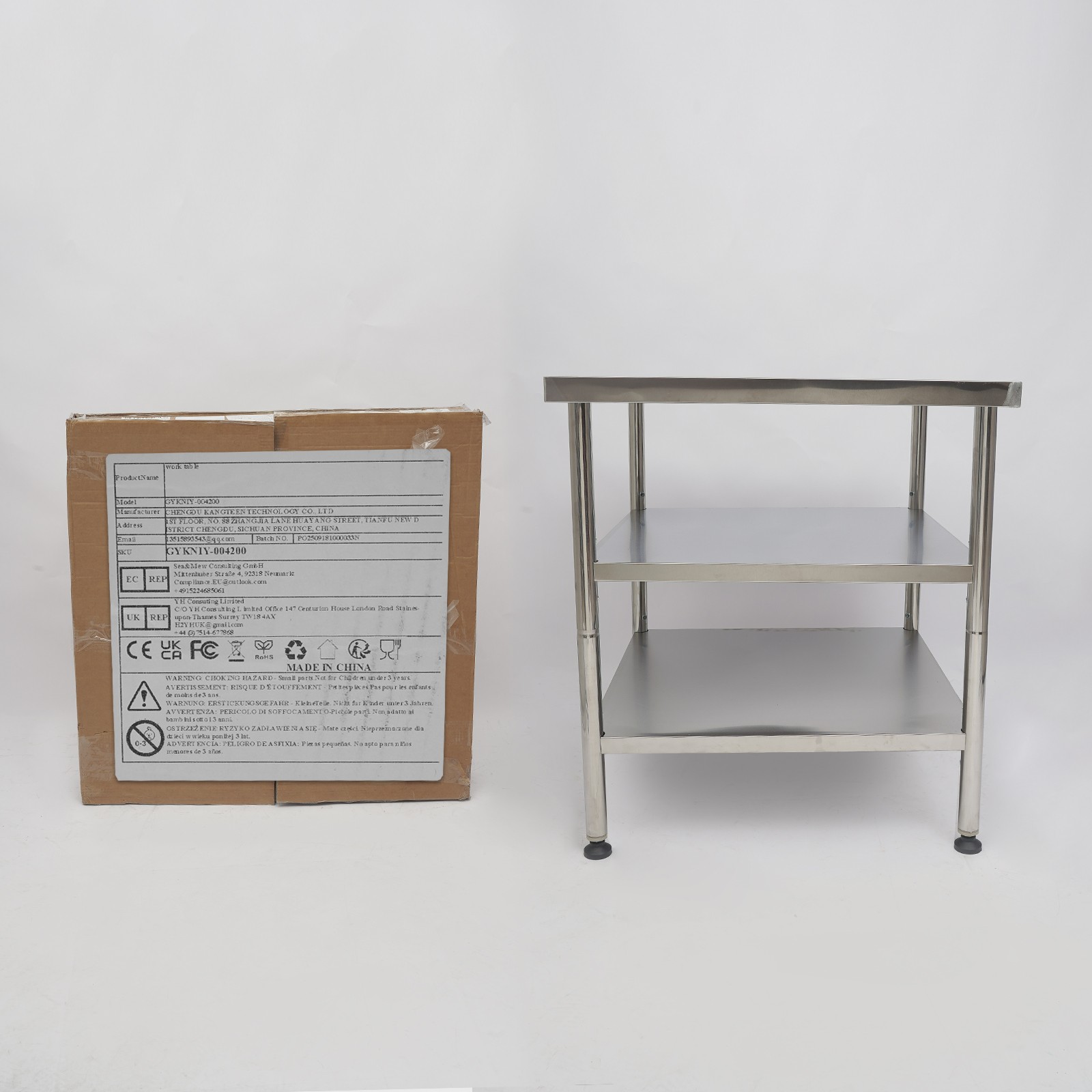 Work Table Commercial Work Table with Adjustable Under Shelves 3-Tier Work Table