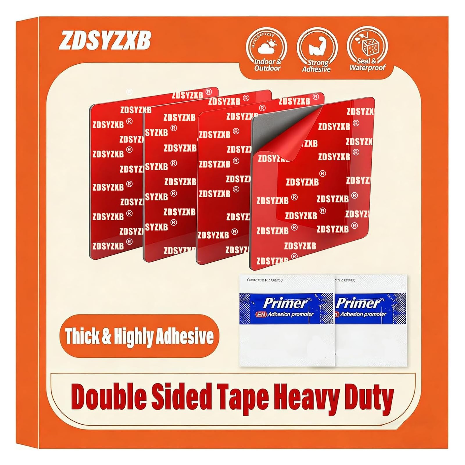 Adhesive Sticky Pads for Dash Cam, Square Heat Resistant (4Pcs Square), Red