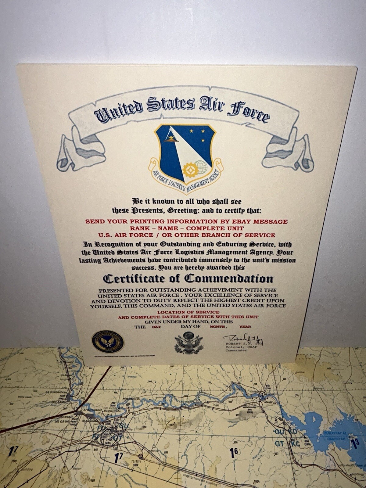 U.S.A.F. / AIR FORCE LOGISTICS MANAGEMENT AGENCY - CERTIFICATE OF COMMENDATION