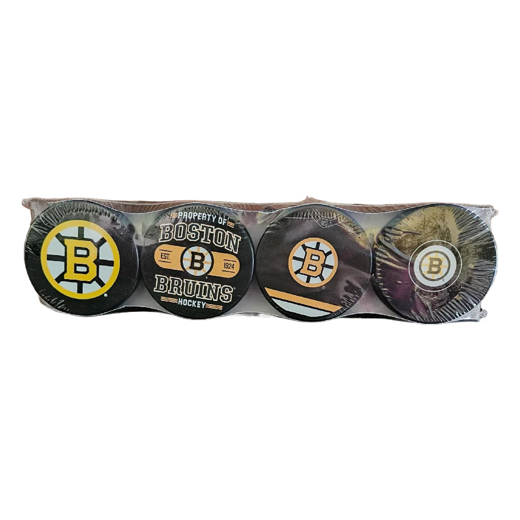 NHL Boston Bruins Collector 4 Pack Souvenir Hockey Pucks (Free Shipping)