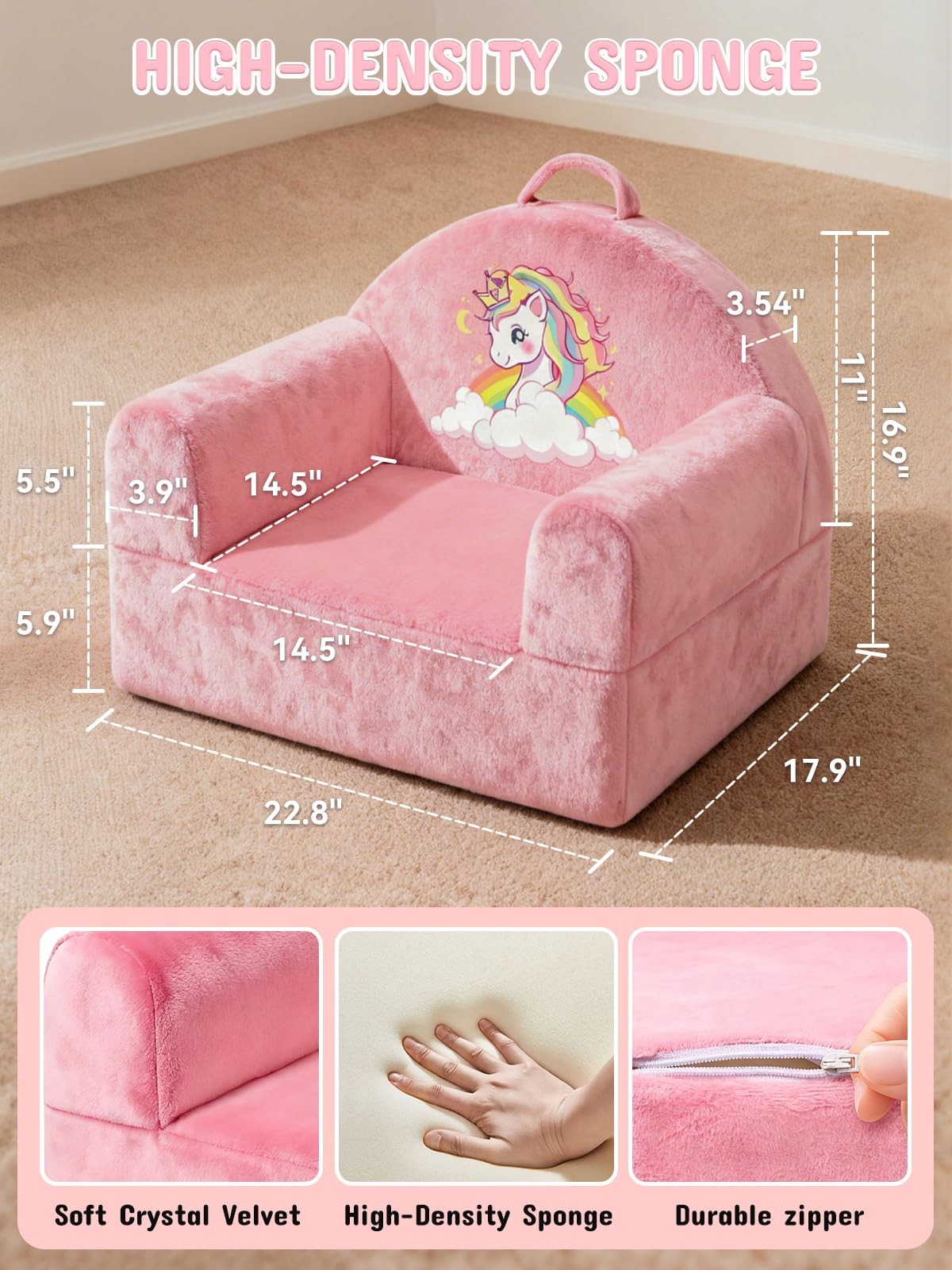 Sofa Chair with Removable Washable Cover & -Tape Backrest Chair, Cozy Crystal...