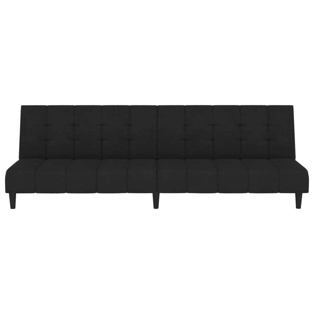 Sofa Bed Black Velvet 2-Seater Convertible Changes form easily