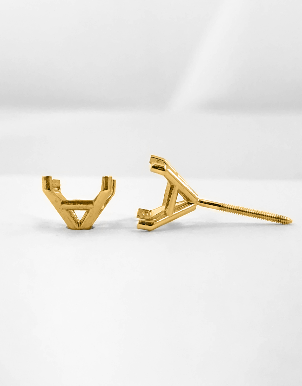 14K Yellow Gold Stud Earring Finding Mounting Setting Princess Martini ScrewBack