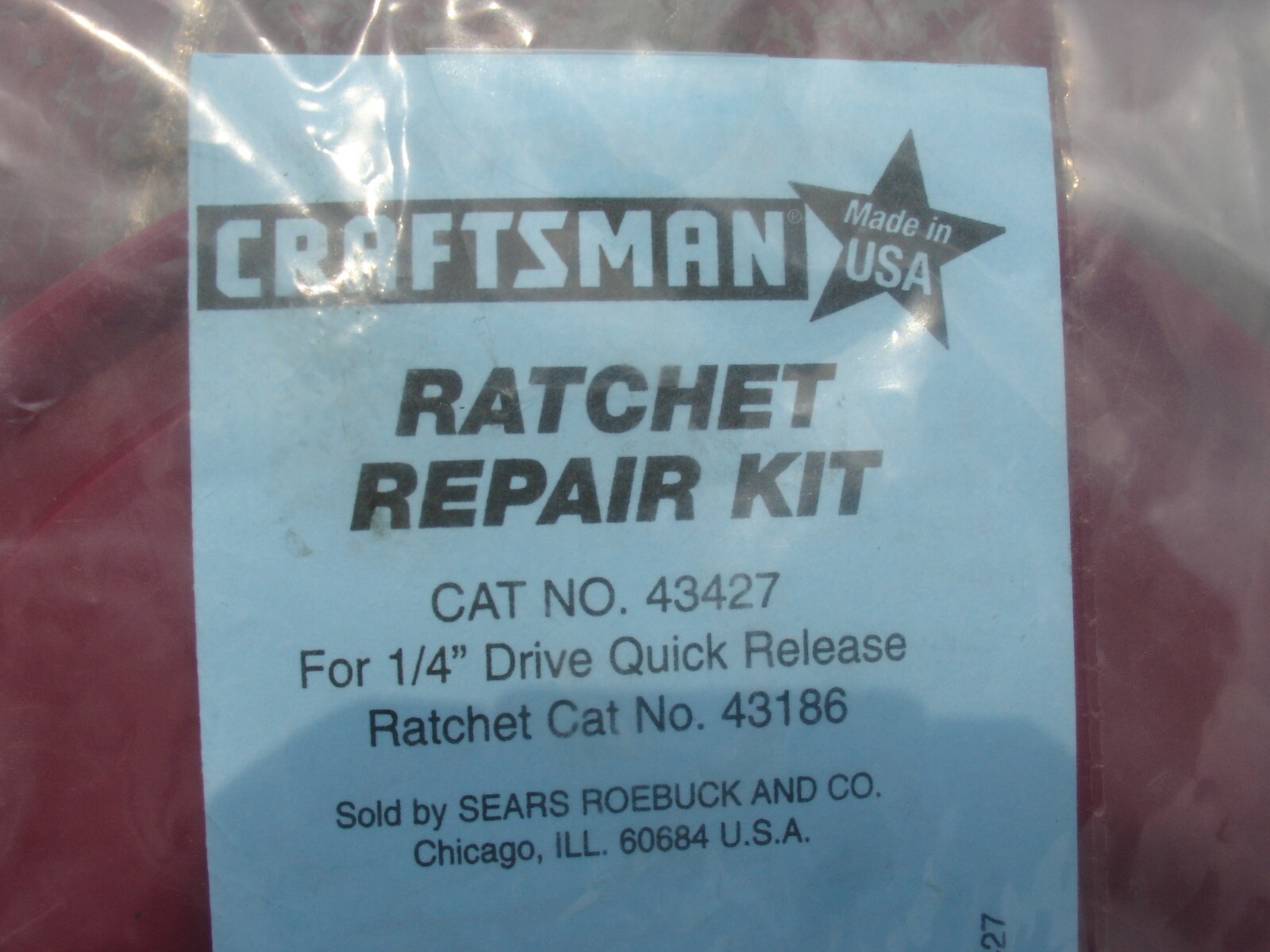 Craftsman Repair Kit 43427 for 1/4" Drive Ratchet 43186, MADE IN USA