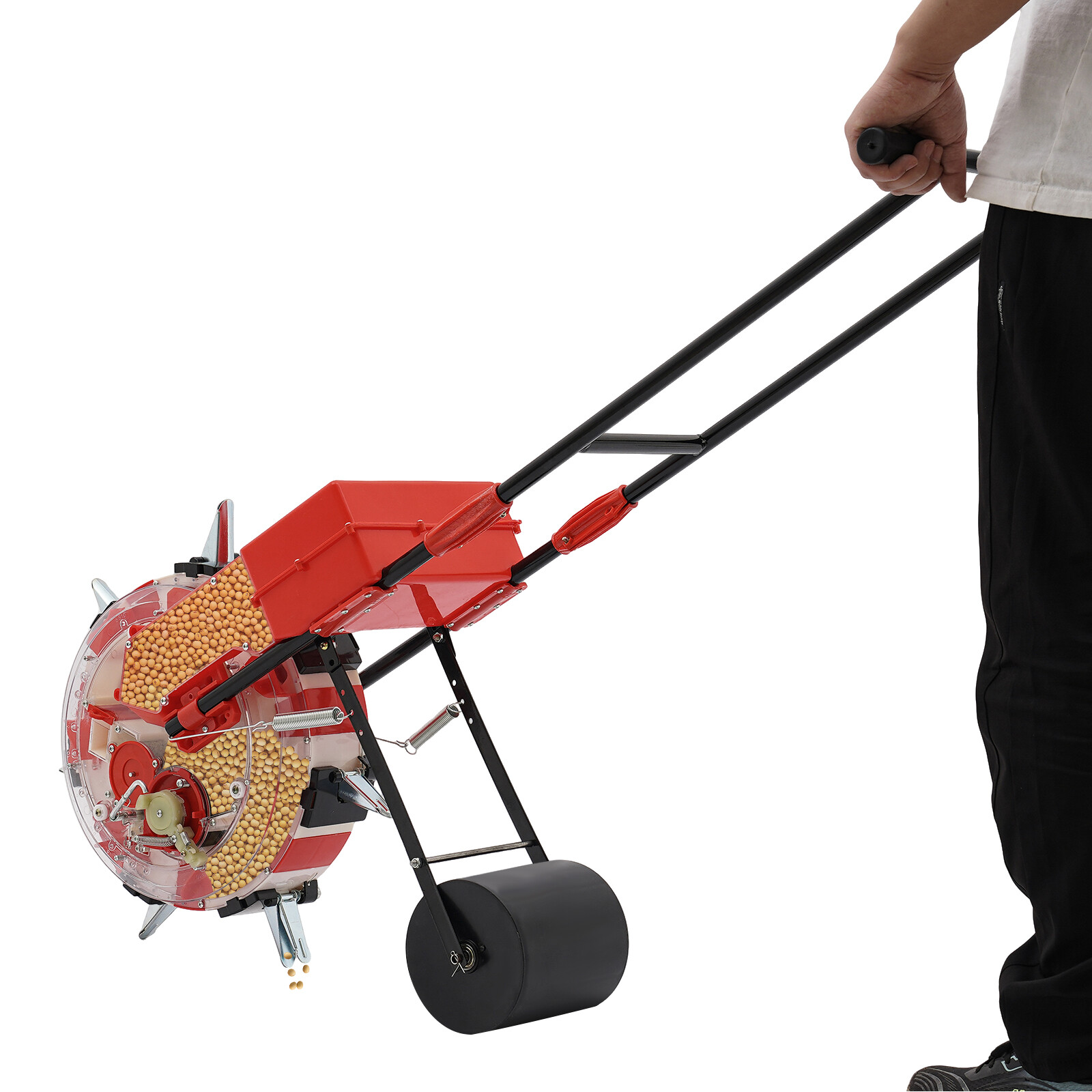 Manual Hand-Push Garden Seeder with Adjustable Depth and Large Capacity