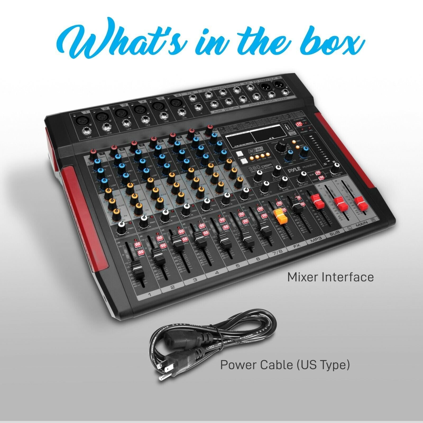 Pyle 8Ch DJ Controller Sound Mixer w/380 DSP Effects