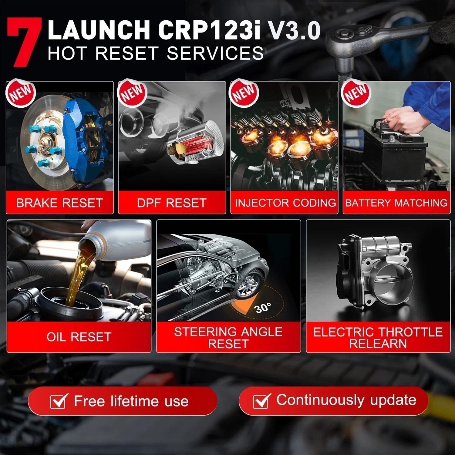 2026 LAUNCH CRP123I V3.0 Elite ABS SRS OBD2 Code Reader Car Diagnostic Scanner