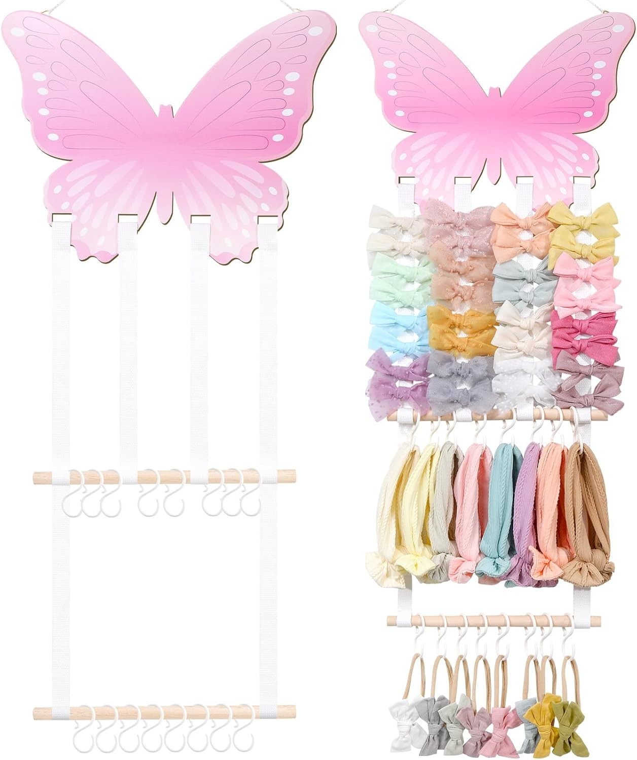 POVETIRE Headband Holder Bow for Girls Hair Pink-Butterfly