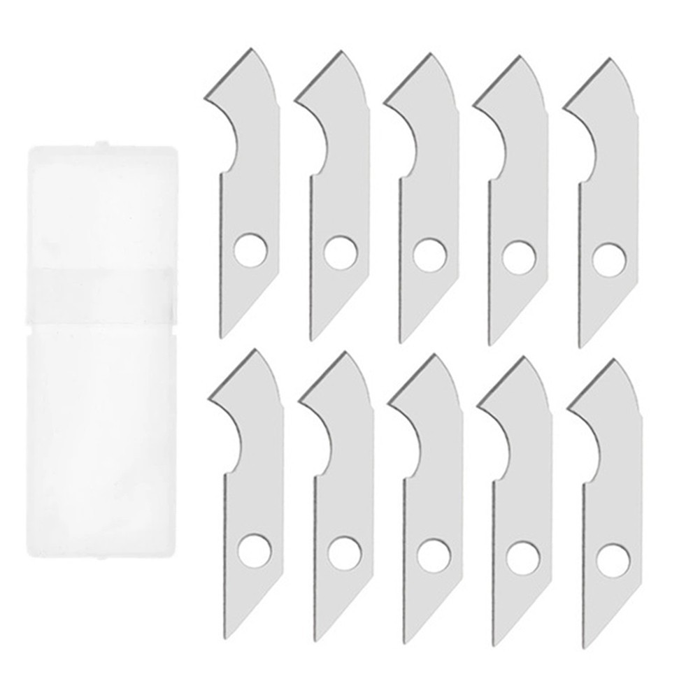 Silver Alloy Steel Hook Blade for Plastic Cutting 10Pcs Replacement Pack