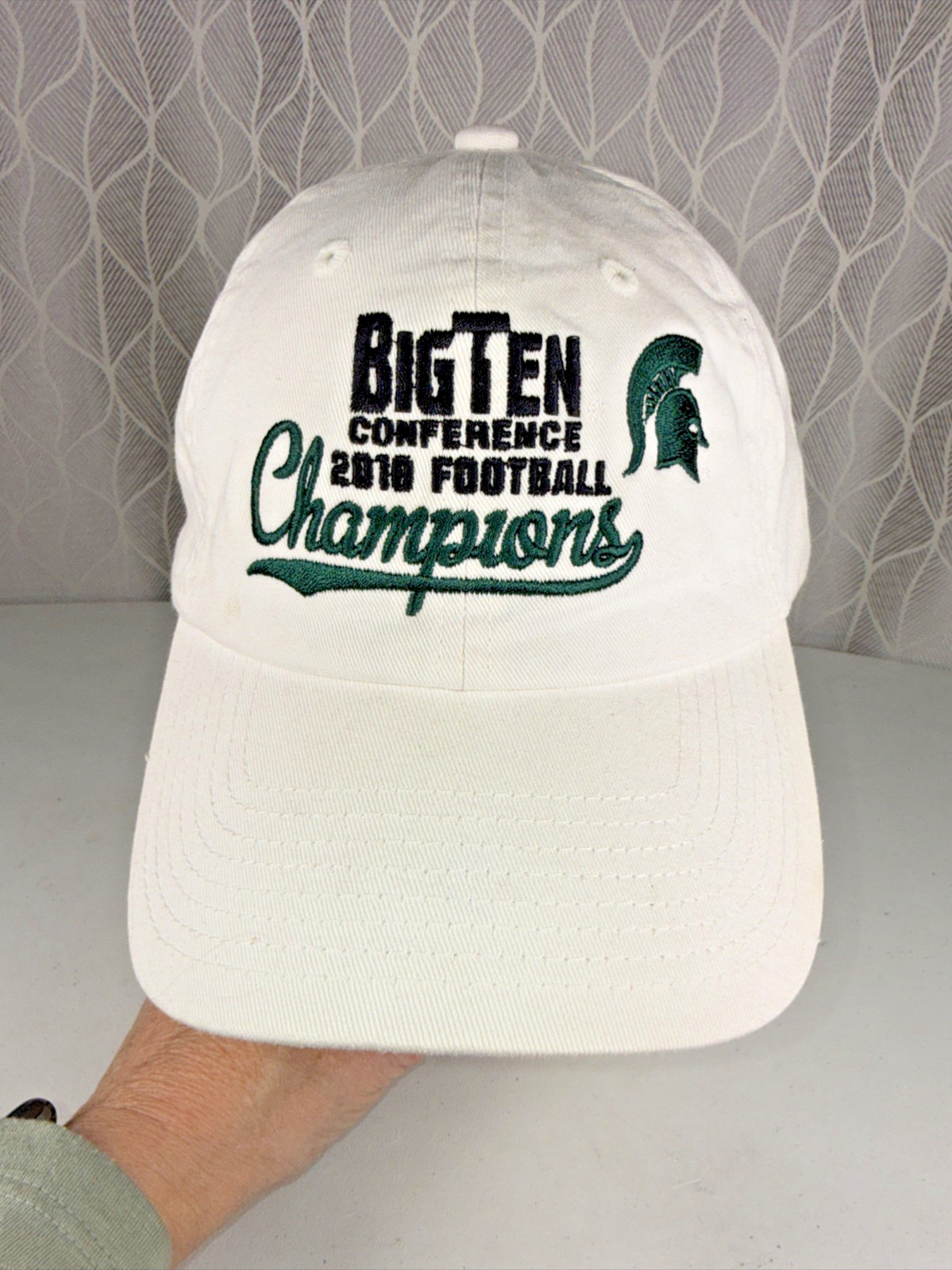 Michigan State U Big Ten Conference 2010 Football Champions White Hat Cap NWOT