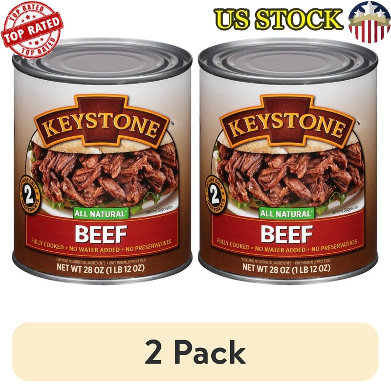 All Natural Beef, Fully Cooked, Canned Meats, High Protein, (2 pack), 28 oz Can