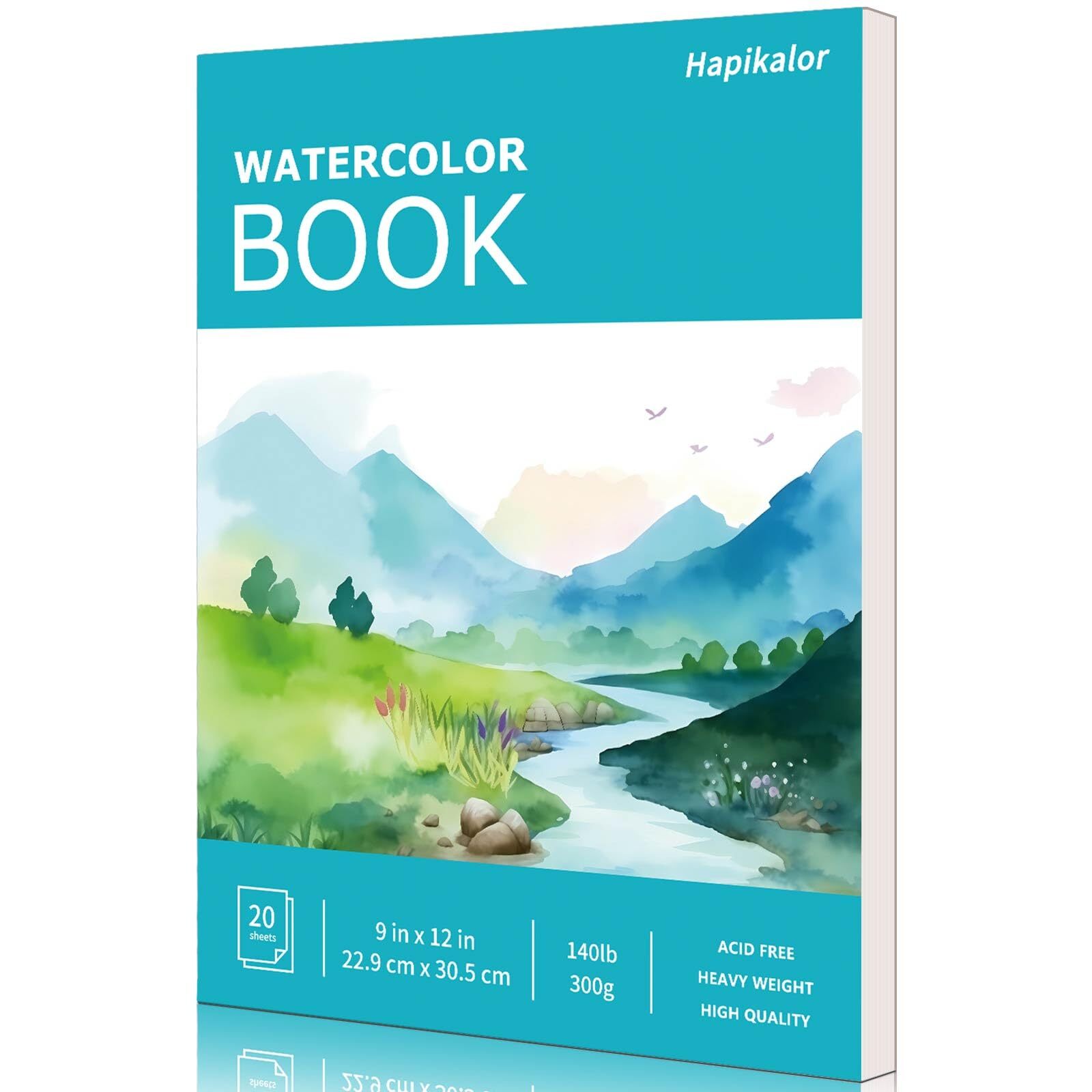 9"x12" Watercolor Paper Pad 140lb/300gsm Teal for Artists and Hobbyists