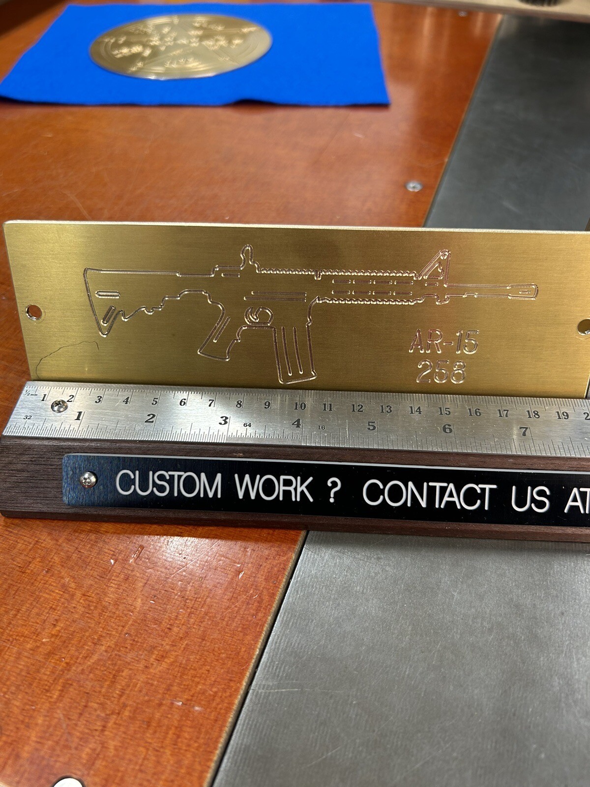 LARGE AR-15 ASSAULT RIFLE BRASS MASTER PLATE FOR NEW HERMES ENGRAVER FONT TRAY