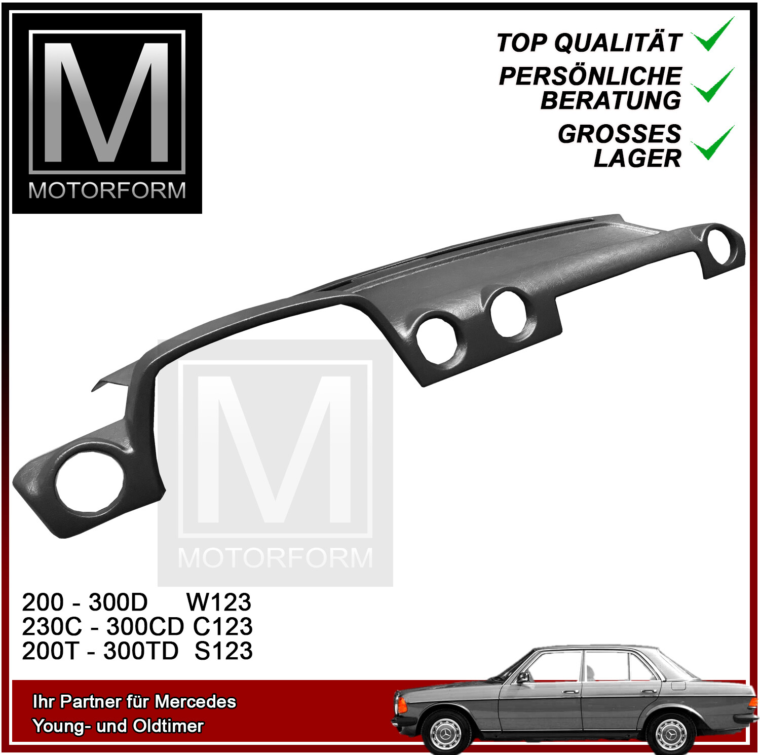 Mercedes W123 Armaturenbrett Abdeckung Cover 123 dashcover dashboard dash NEU
