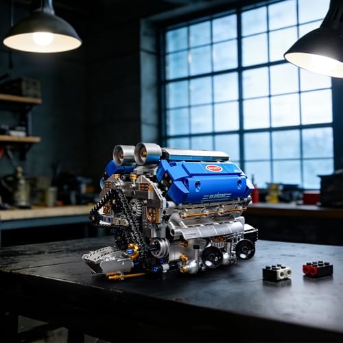 V8 Engine Model Kit That Runs, Motorized Engine Building Set for Adults,