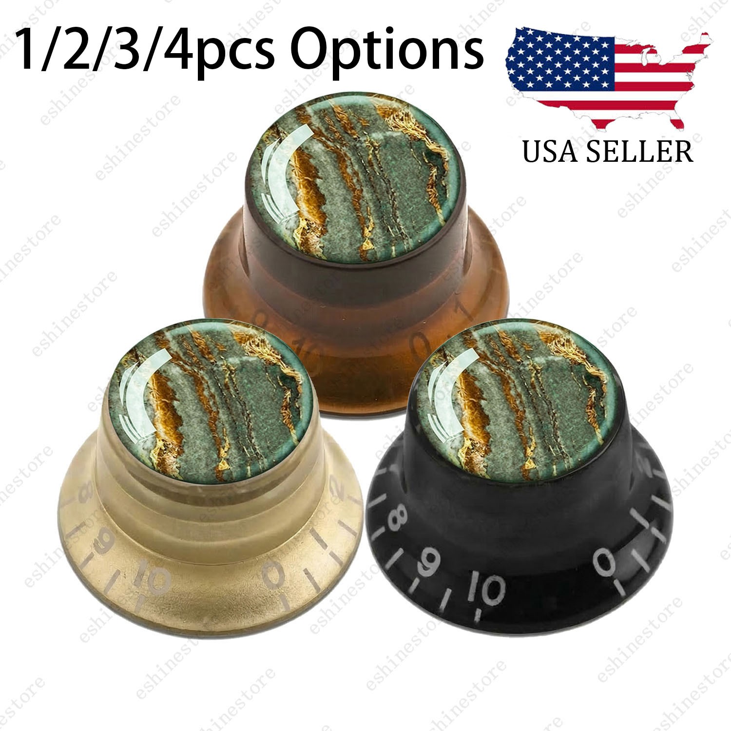 Guitar Reflector Knobs with Marble Texture Cap Top Hat Knob for Les Paul SG - 04