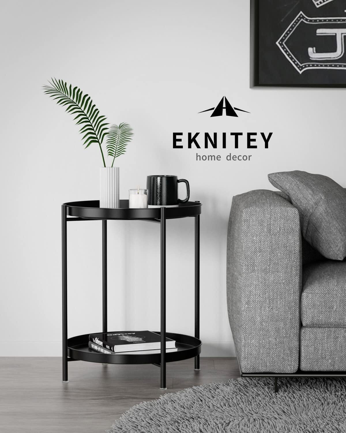 2 Tier End Table Metal Side Table Waterproof Small Sofa Coffee Side Table US
