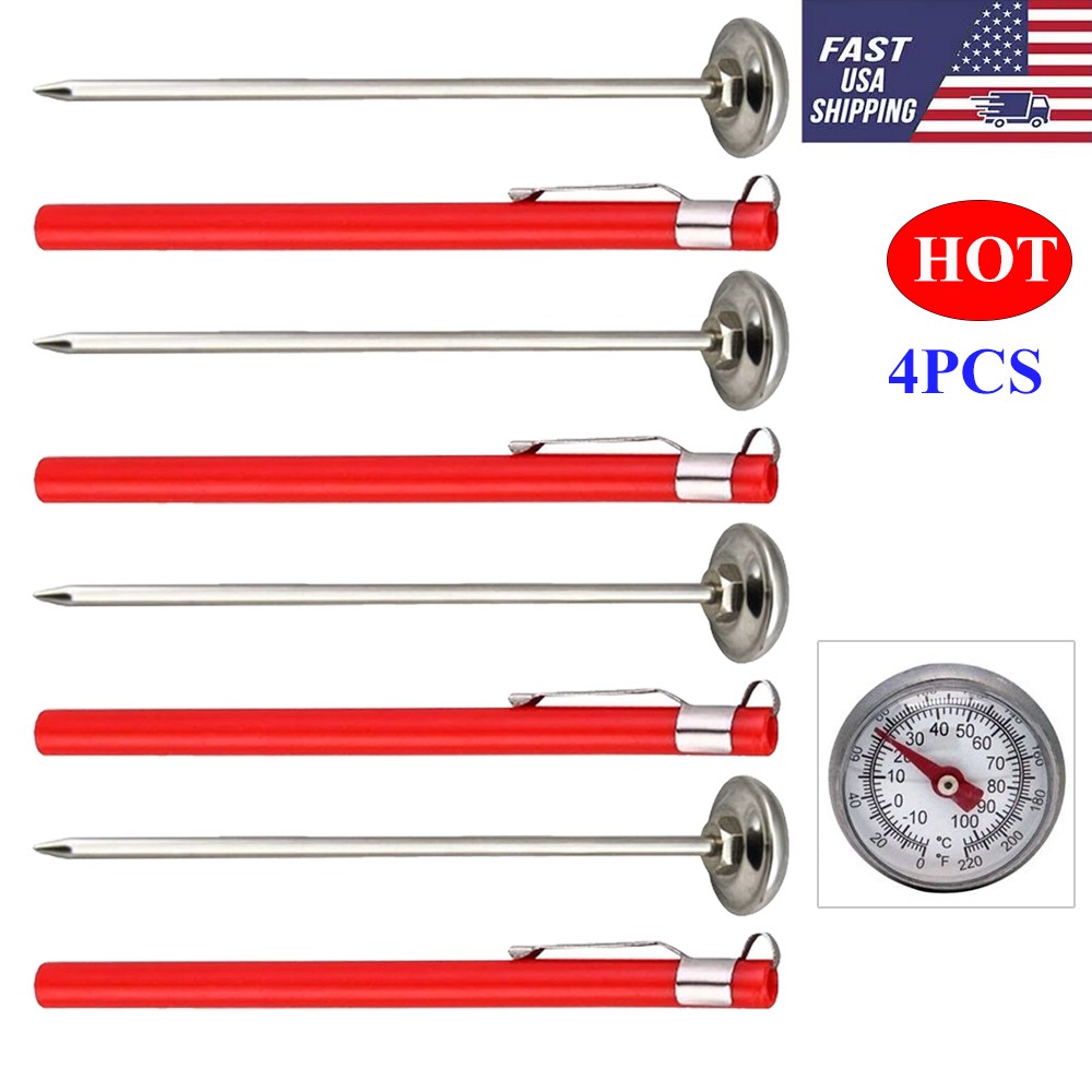 4PC Stainless Steel Pocket Probe Thermometer Gauge for Food Cooking Meat BBQ