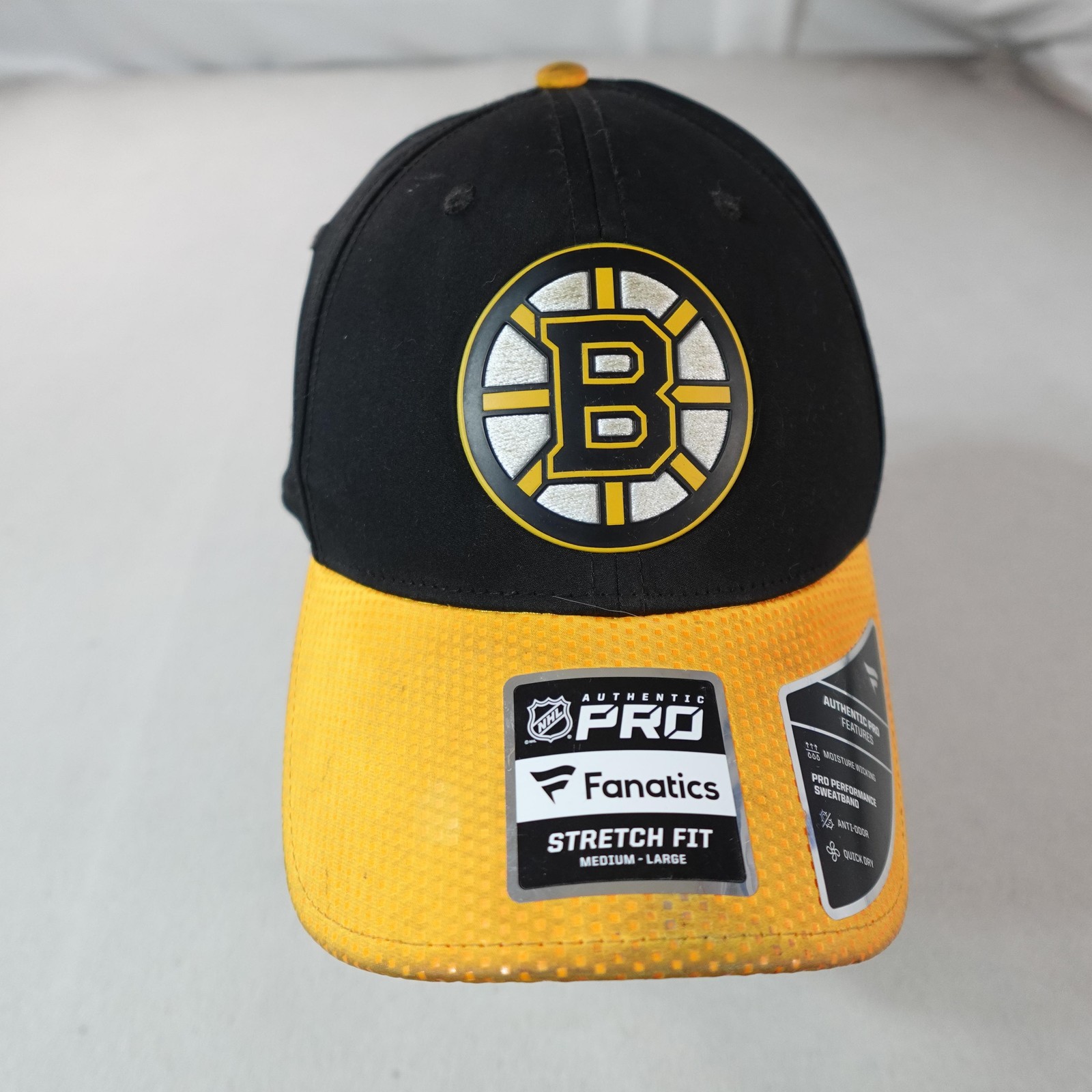 Boston Bruins Hat Cap Fitted Mens M/L Black Yellow NHL Hockey Fanatics Pro