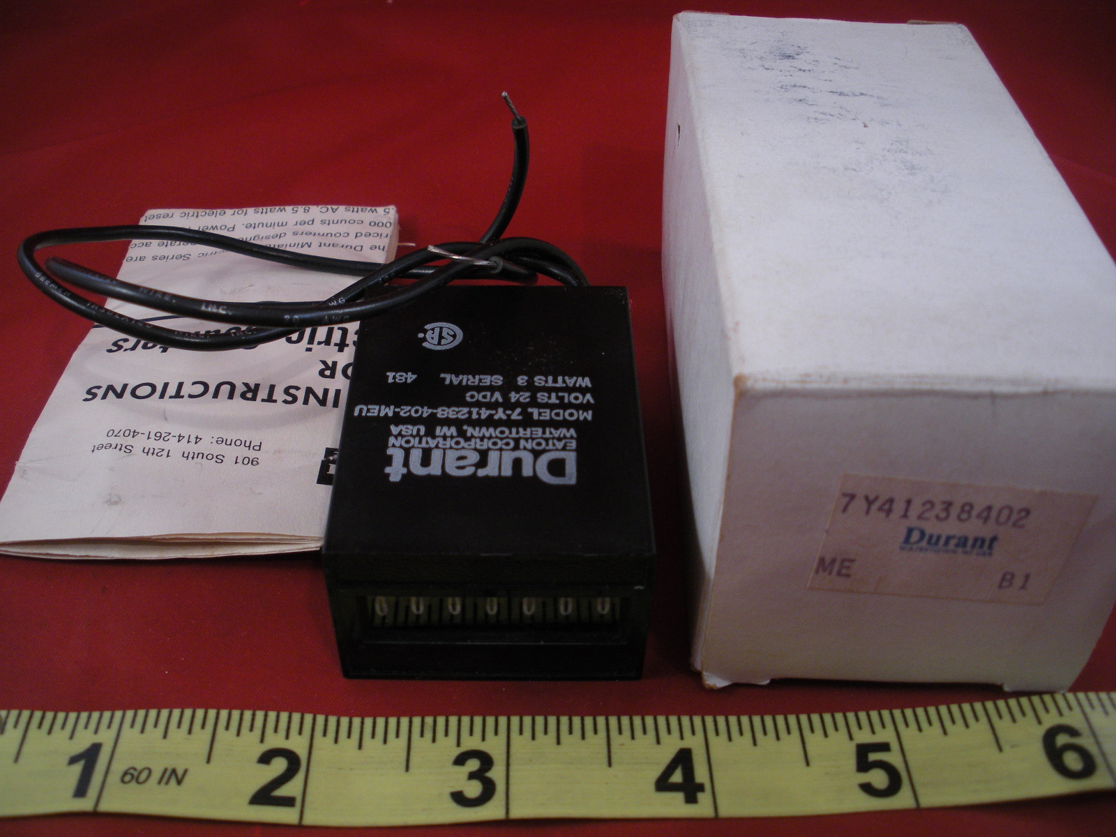 Eaton 7Y41238402 Counter 7-Y-41238-402-MEU 7-Digit Durant 24vdc 3 watts Nib New