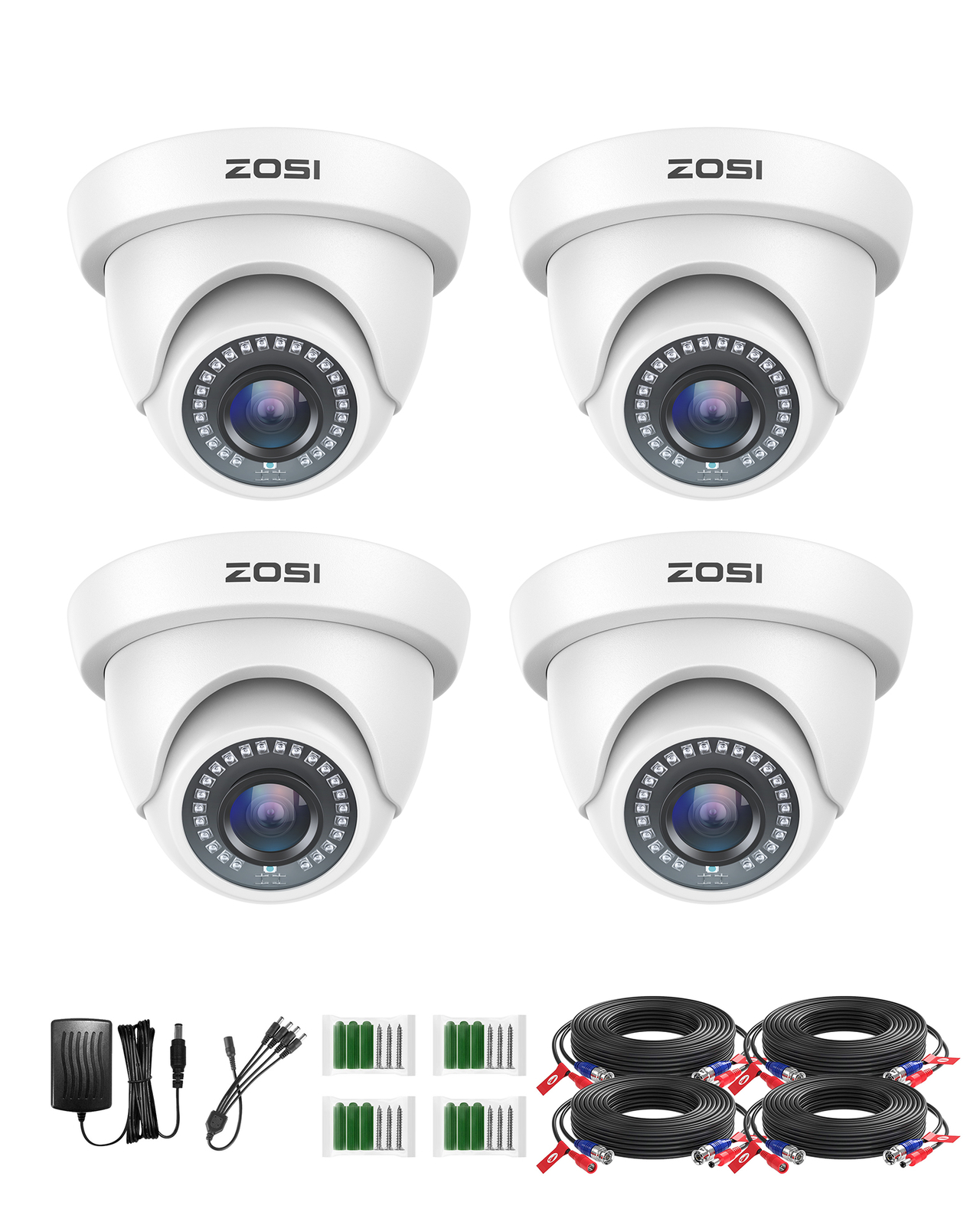 ZOSI 4PK 1080P 2MP TVI Outdoor Indoor 24 IR Leds Day Night CCTV Security Camera