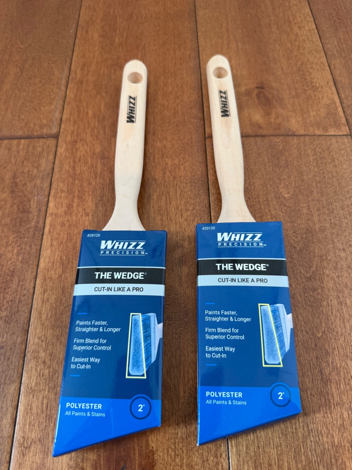 WHIZZ The Wedge 2" Angle Paint Brush Cut in/Trim All Paints Professional 2 Pack