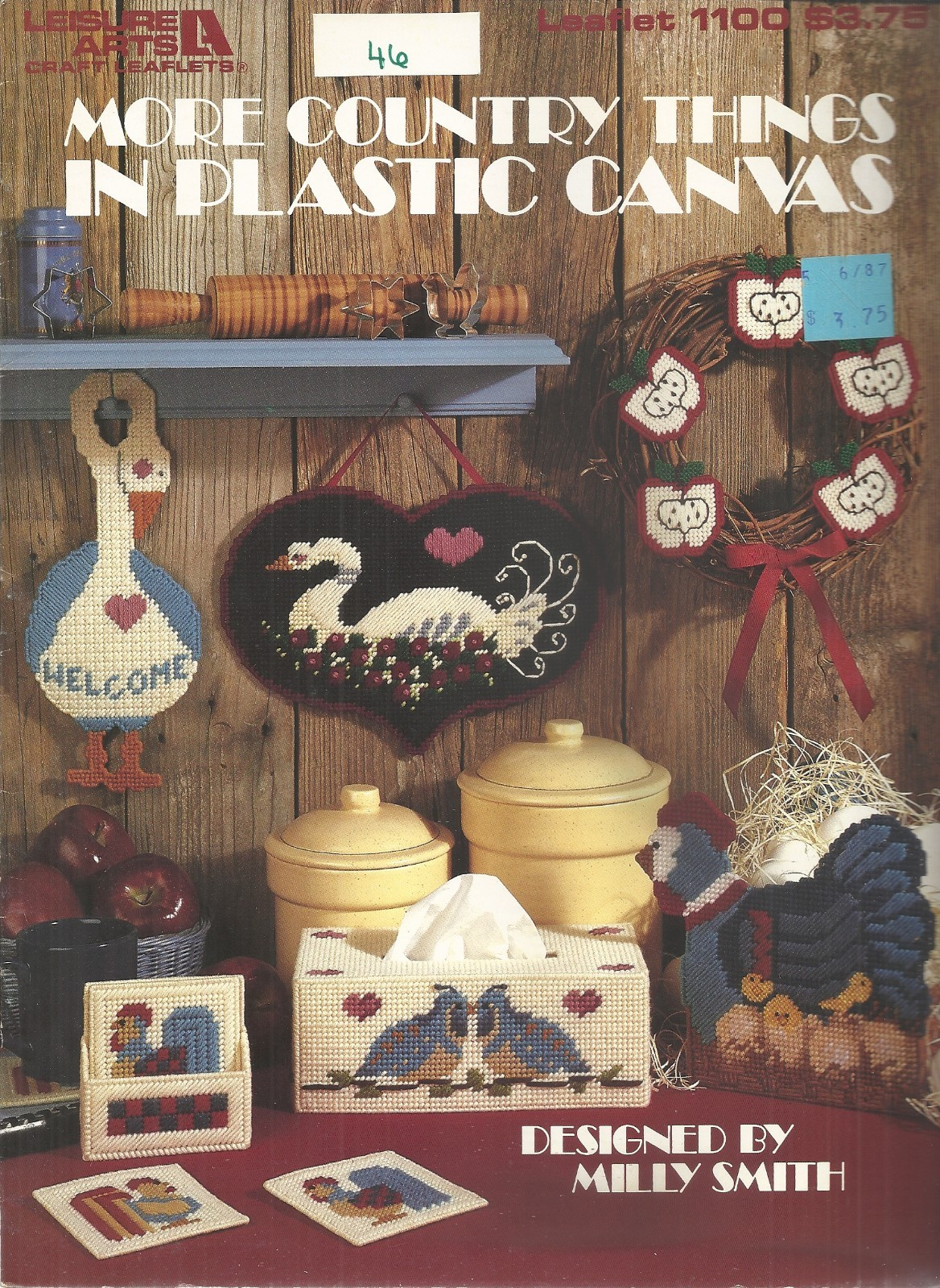 LEISURE ARTS MORE COUNTRY THINGS IN PLASTIC CANVAS PATTERN LEAFLET #1100 ©1987