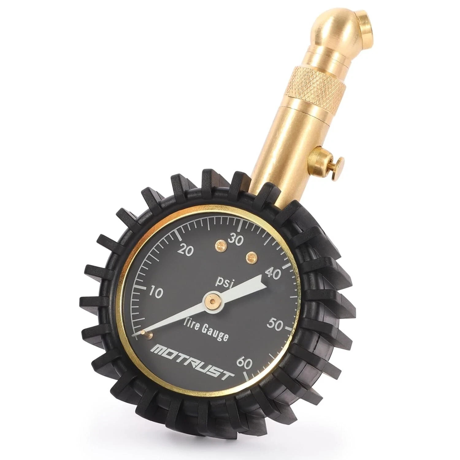 Tire Pressure Gauge with Large 2 Inch Scale Glowing Dial 0-60 PSI Heavy Duty