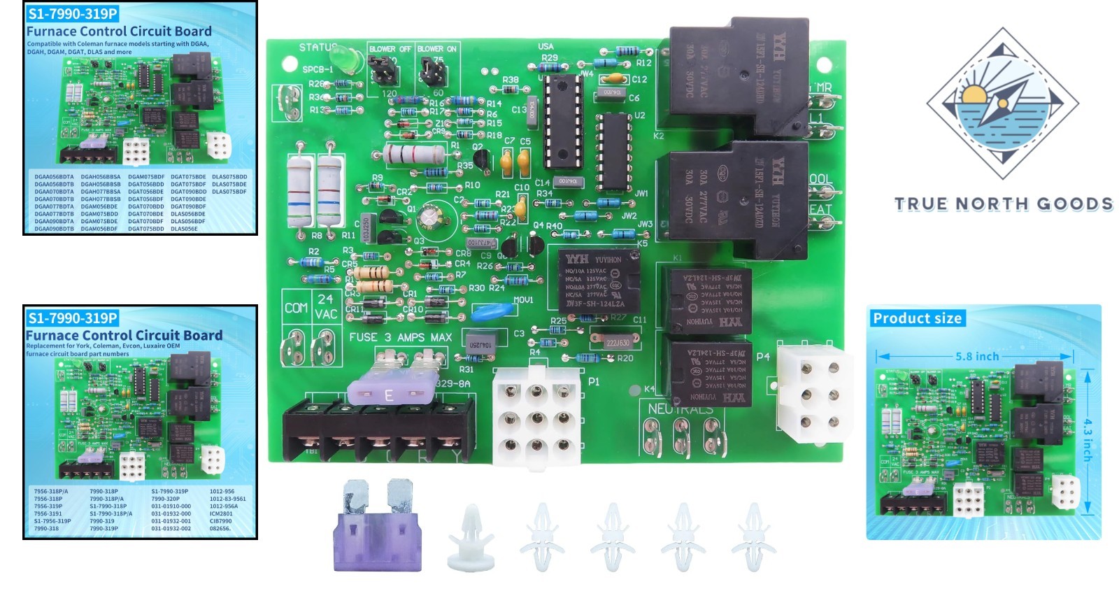 Coleman Evcon Replacement Furnace Control Circuit Board - Compact & Lightweight