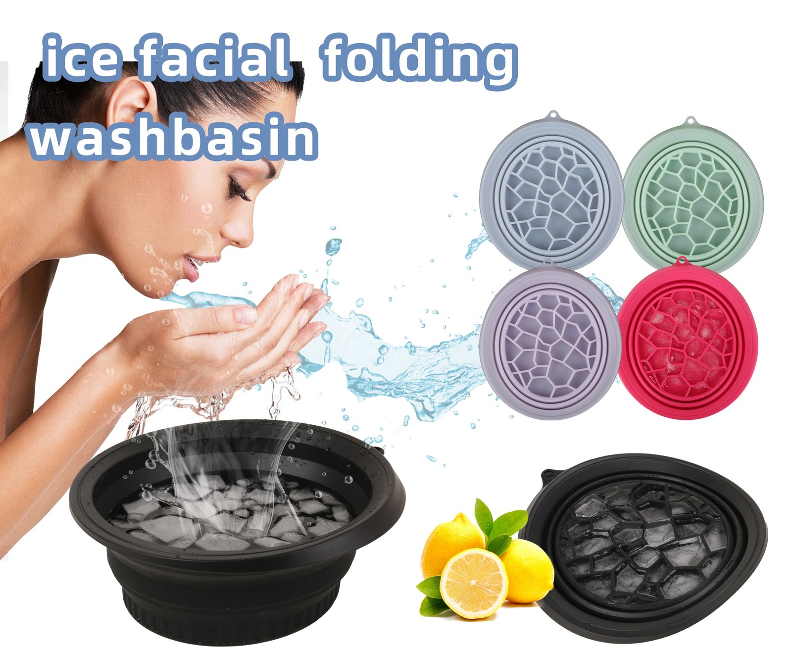 Face Bowl for Ice with Built-In Ice Tray – Collapsible Silicone Facial Ice Bath